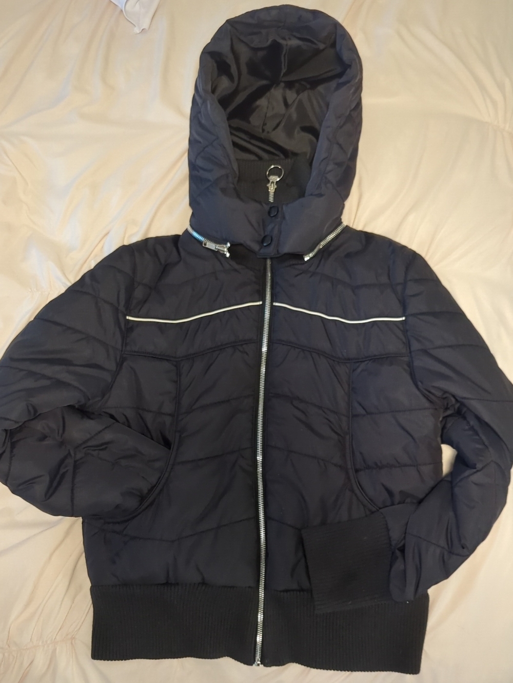 Roxy Women's Navy Hooded Quilted Puffer Jacket